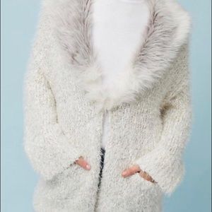 NWT Sleeping On Snow Anthro Cardigan Faux Fur